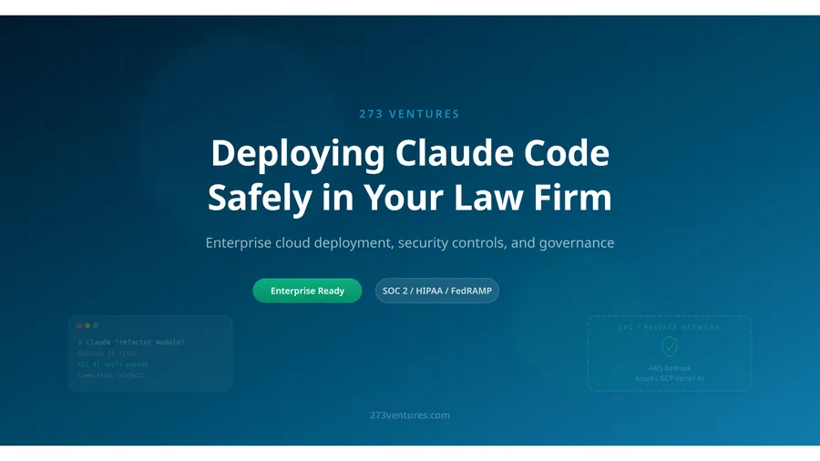 Your developers are already using AI coding tools on personal accounts. Here is how to deploy Claude Code through enterprise cloud infrastructure with the controls law firms actually need.