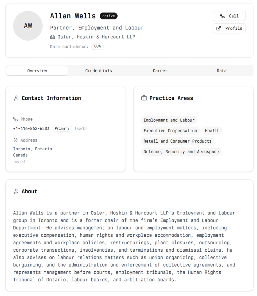 Kelvin Intelligence provides continuously updated data on 33K+ organizations, 277K+ legal professionals, 1.1M+ practice area classifications, and 312K+ SEC filings through API access and data feeds.